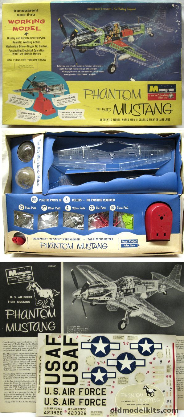 Monogram 1/32 Phantom Mustang F-51D (P-51) See-Thru Working Model, PA67-498 plastic model kit